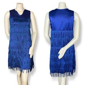 Handmade Flapper Dress Fringe‎ Blue 1920s Great Gatsby Party Halloween Costume